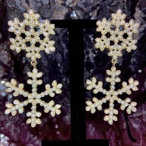 Pearl Snowflake Drop Earrings